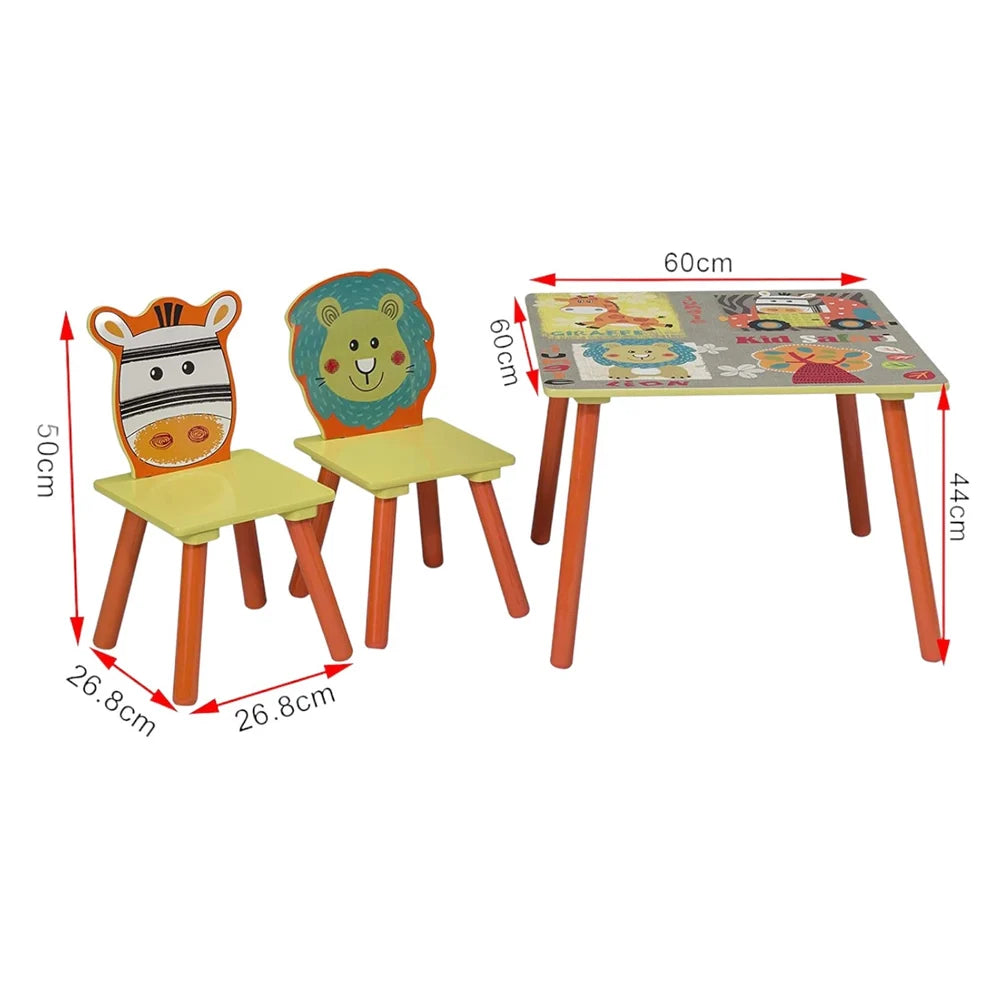 Benbo Kids SAFARI gyermekasztal 2 székkel – zöld, dzsungelállatos