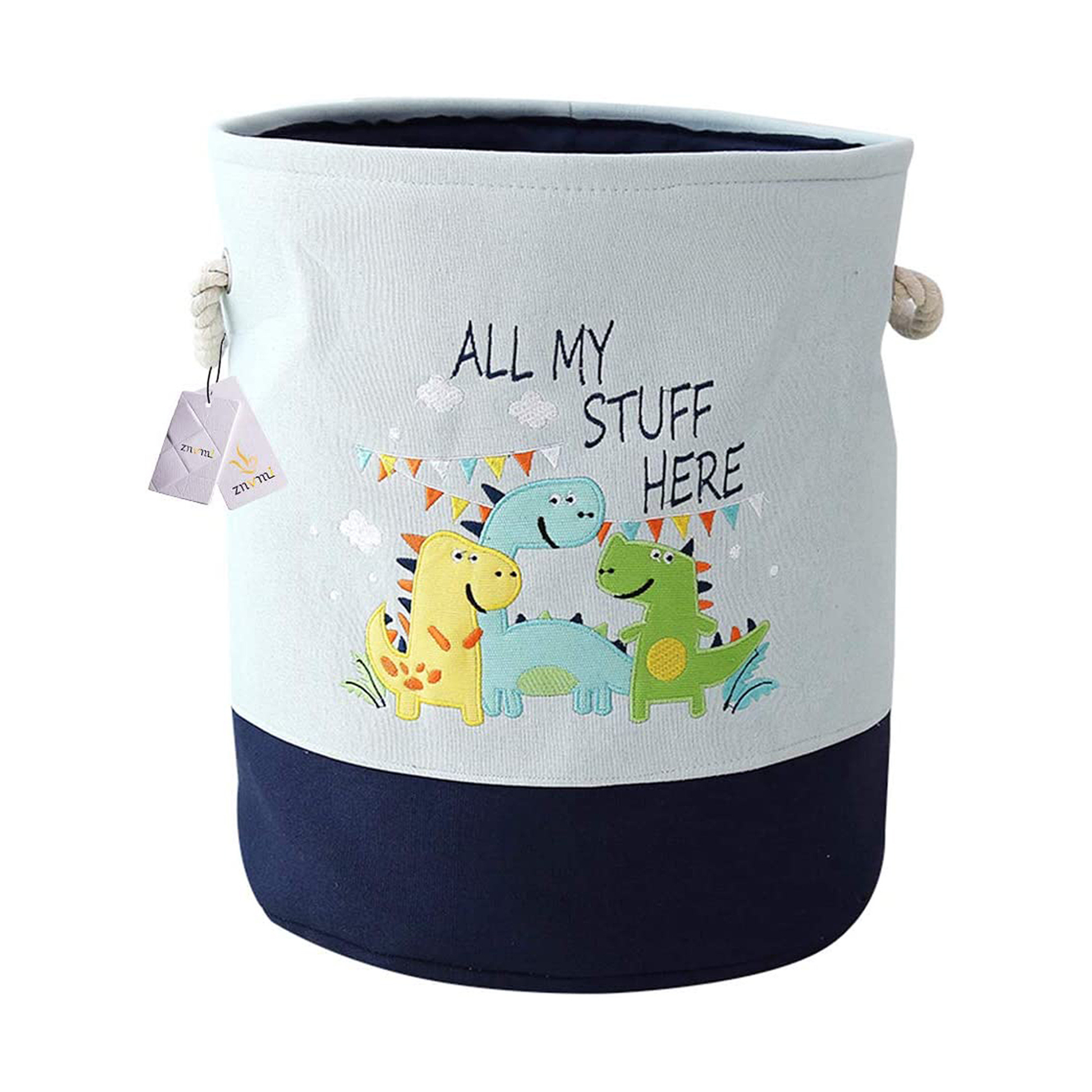 Dínós mintás pamut tárolókosár gyerekszobába