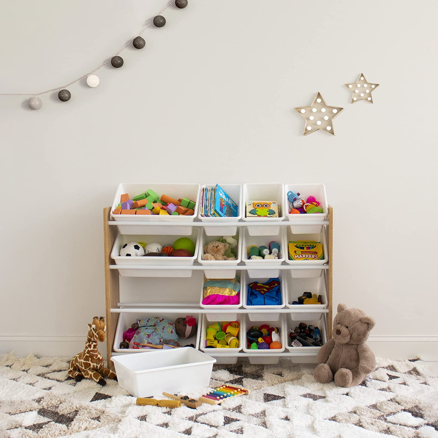 Praktikus gyerekszoba játékrendszerező 16 dobozzal