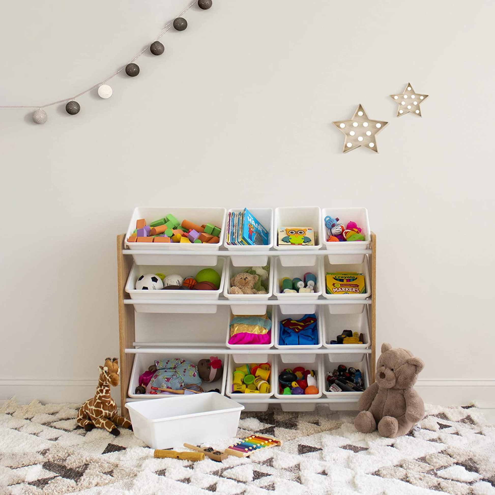 Praktikus gyerekszoba játékrendszerező 16 dobozzal