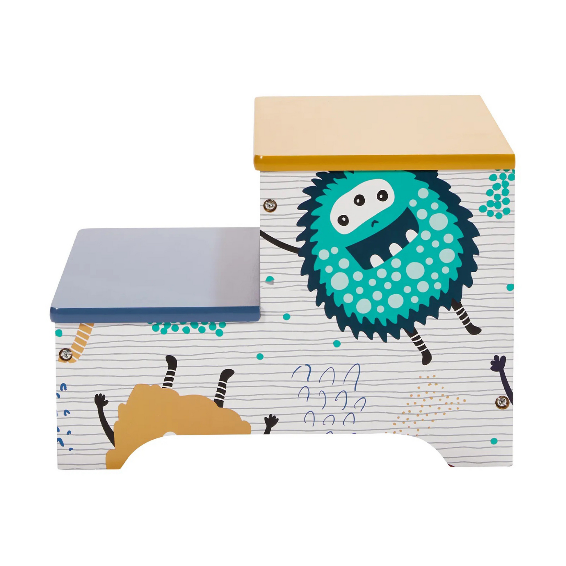 2 lépcsős fa gyerek fellépő tárolórekesszel