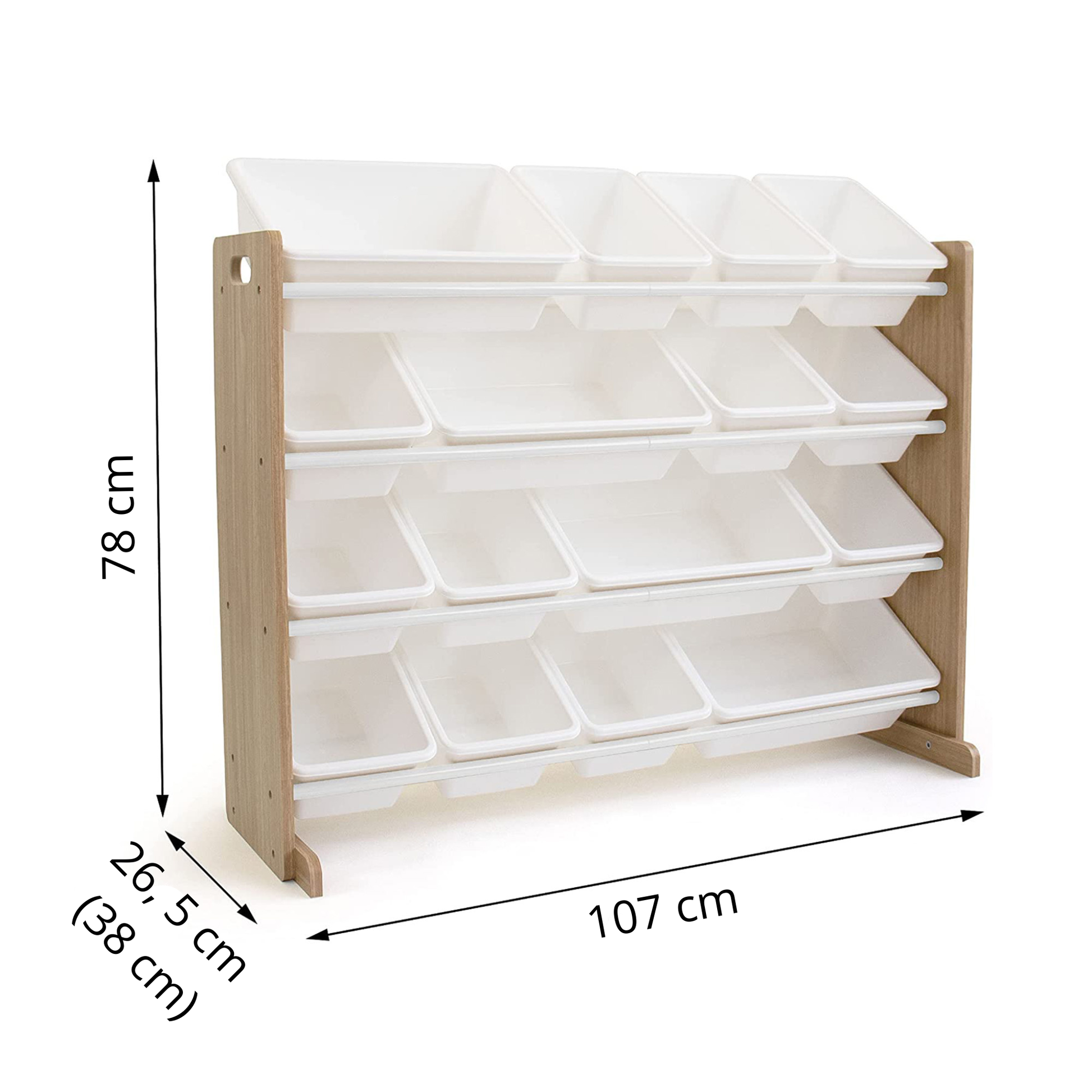 Tartós fa játéktároló lekerekített sarkokkal